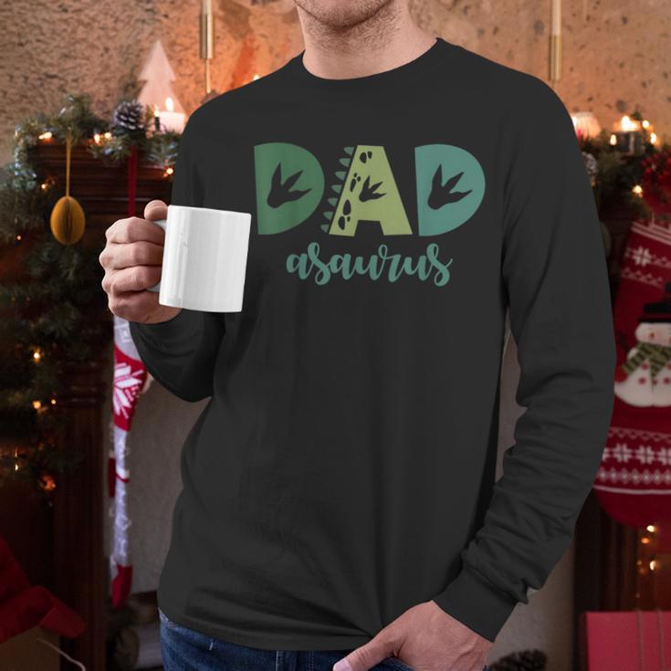 Dad Asaurus Dinosaur Birthday Mom Dad Birthday Boy T-Rex Men Long Sleeve T-Shirt