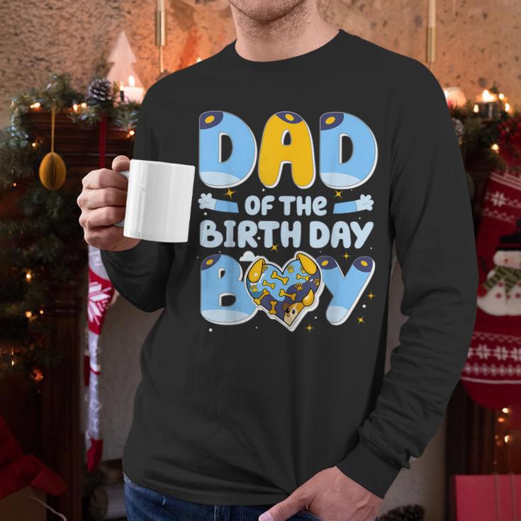 Dad Of The Birthday Boy Blue Dog Family Matching Men Long Sleeve T-Shirt
