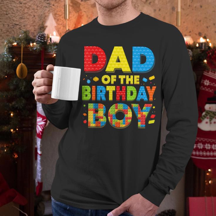 Dad Of The Birthday Boy Building Block Birthday Men Long Sleeve T-Shirt