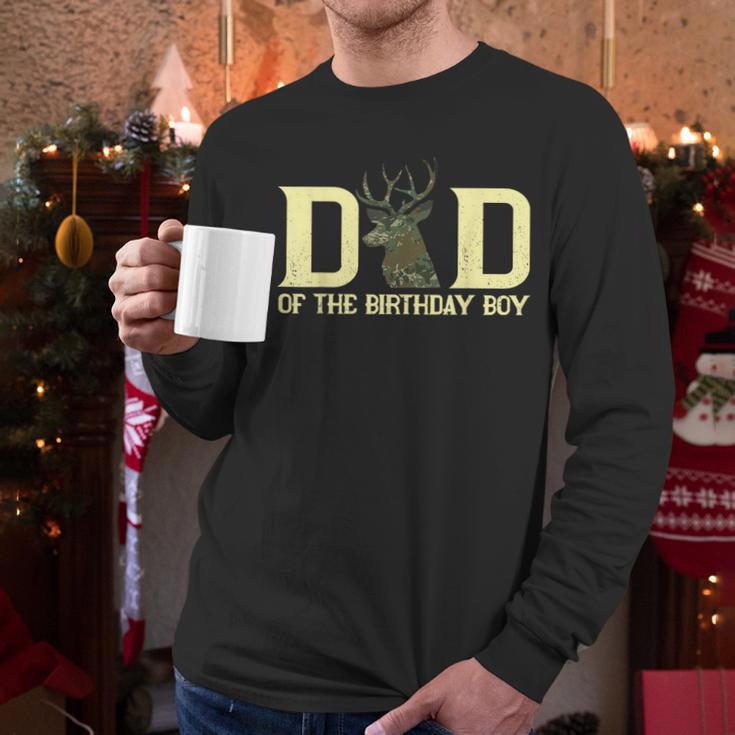 Dad Of The Birthday Boy Deer Hunter Camouflage Flag Men Long Sleeve T-Shirt