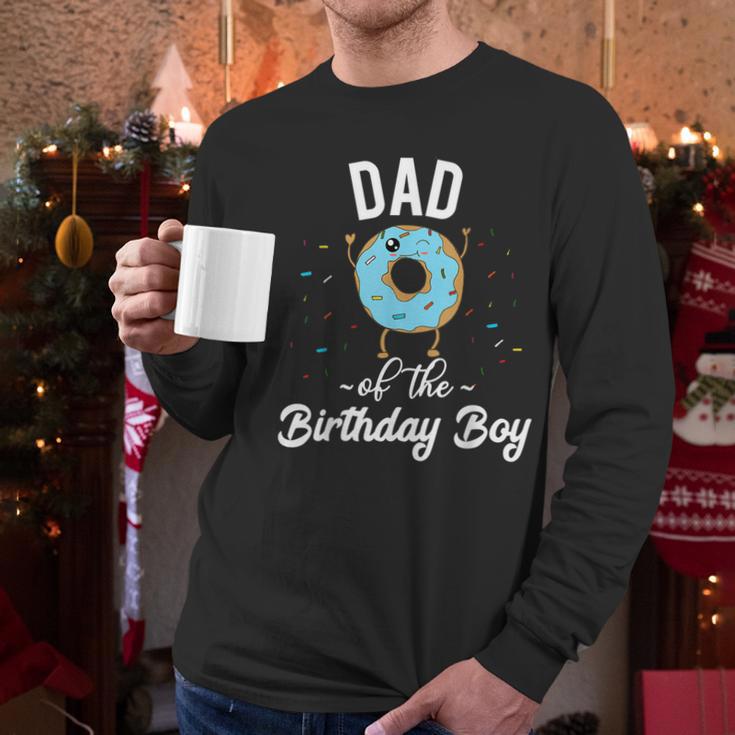 Dad Of The Birthday Boy Donut Theme Party Blue Father Men Long Sleeve T-Shirt Dad Of The Birthday Boy Donut Theme Party Blue Father Men Long Sleeve T-Shirt