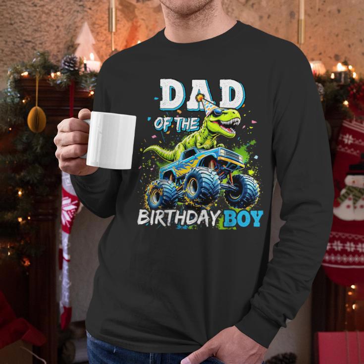 Dad Of The Birthday Boy Monster Truck Dinosaur PartyRex Men Long Sleeve T-Shirt