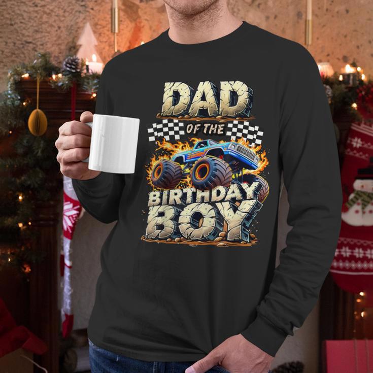 Dad Of The Birthday Boy Monster Truck Family Matching Party Men Long Sleeve T-Shirt