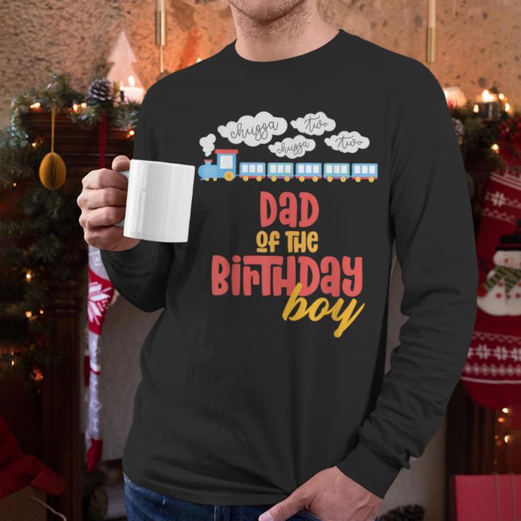 Dad Birthday Boy Train I'm 2 Two Yr Old Chugga Engine Men Long Sleeve T-Shirt