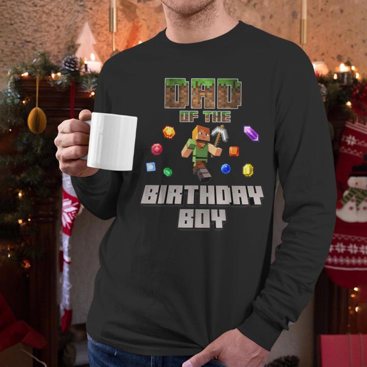 Dad Of The Birthday Boy Video Gamer Pixel Number Men Long Sleeve T-Shirt