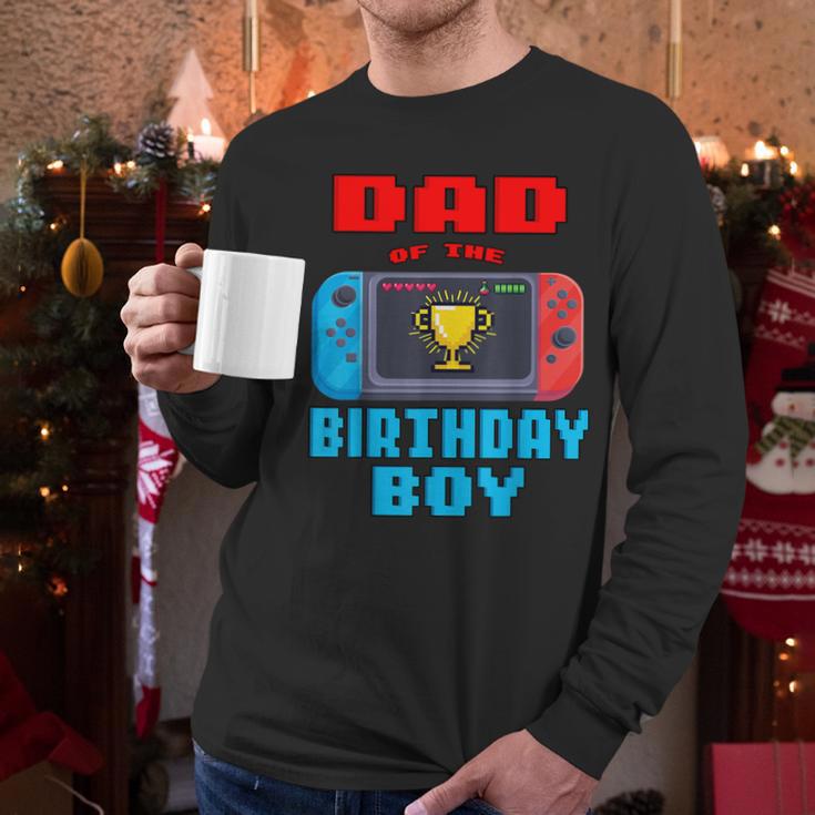 Dad Of The Birthday Boy Video Games Theme Bday Matching Men Long Sleeve T-Shirt