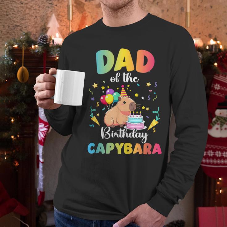 Dad Of The Birthday Girl Capybara Bday Party Family Men Long Sleeve T-Shirt