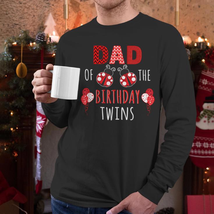 Dad Of The Birthday Twins Ladybug Birthday Family Matching Men Long Sleeve T-Shirt