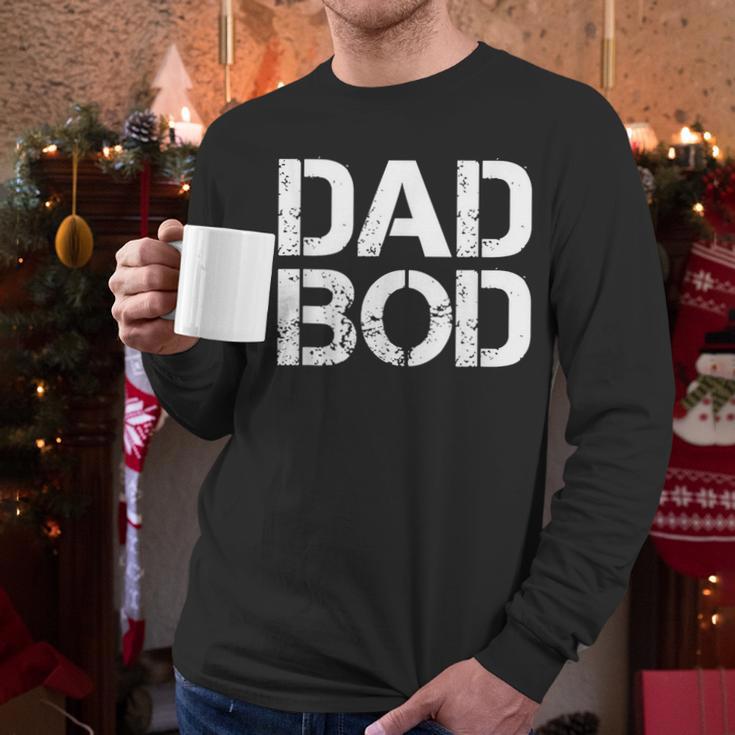 Dad BOD Rough Strong 90s Stencil Text Men Long Sleeve T-Shirt