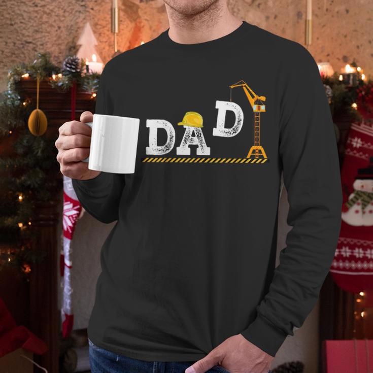 Dad Construction Excavator Family Matching Bday Party Men Long Sleeve T-Shirt