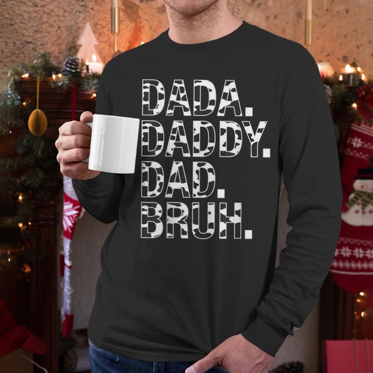 Dad Dada Daddy Bruh Papa Cow Daddy Love Cows Dad Cow Print Men Long Sleeve T-Shirt
