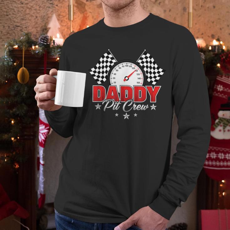Dad Daddy Pit Crew Race Car Birthday Racing Party Men Long Sleeve T-Shirt