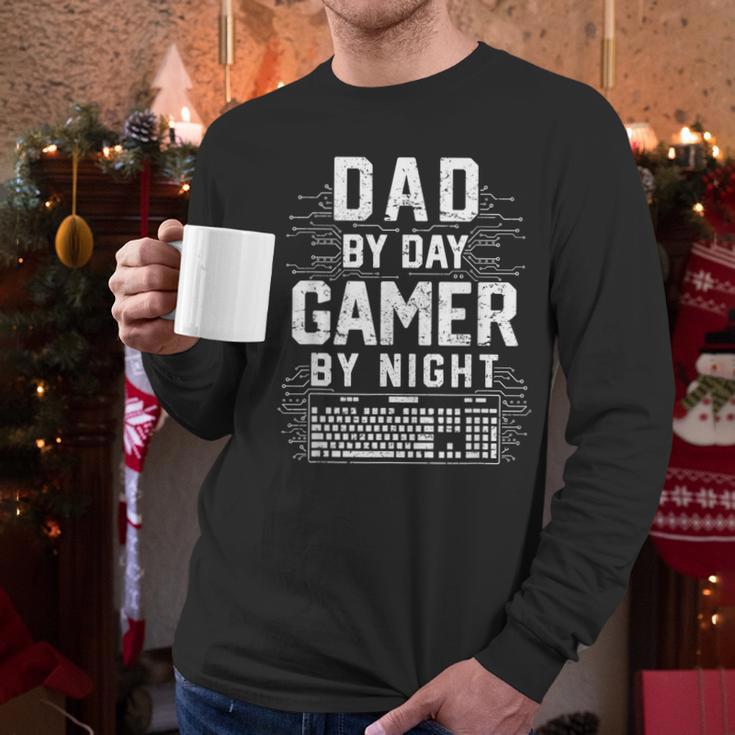 Dad By Day Gamer By Night PC Gaming Gift Men Long Sleeve T-Shirt
