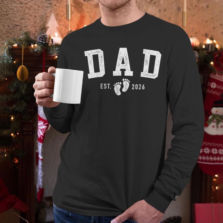 Dad Est 2026 Baby Feet First Time Daddy Men Long Sleeve T-Shirt