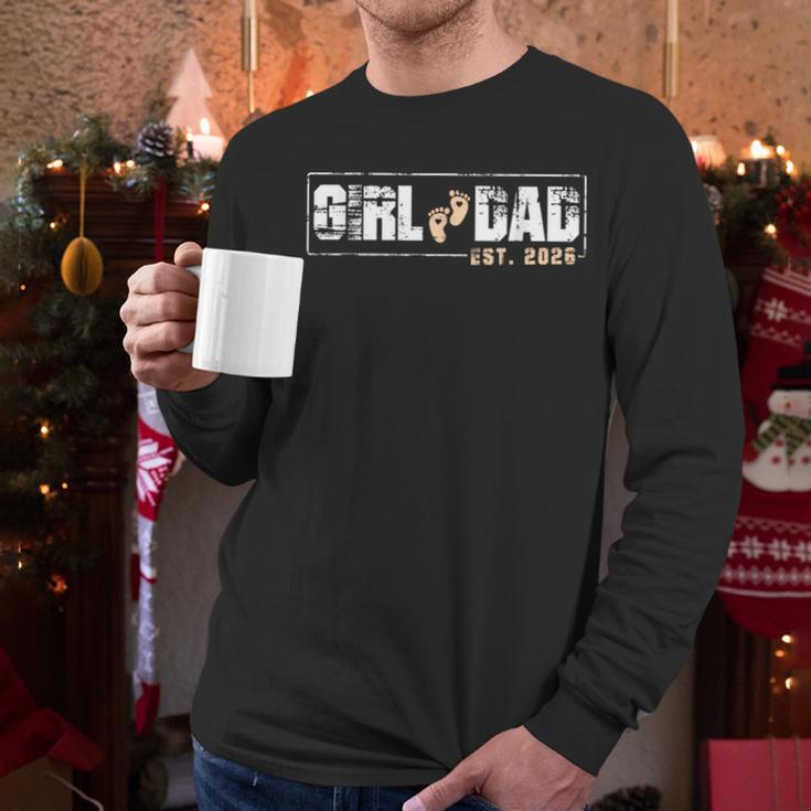 Dad Of Girl Est 2026 Baby Reveal First Father's Day Newborn Men Long Sleeve T-Shirt