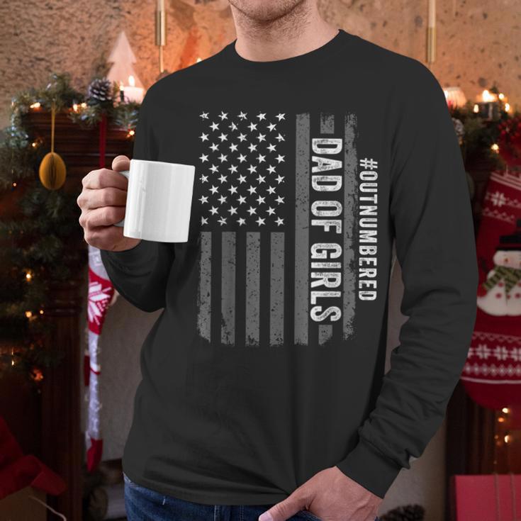 Dad Of Girls Outnumbered Fathers Day 2025 For Dad Daughters Men Long Sleeve T-Shirt