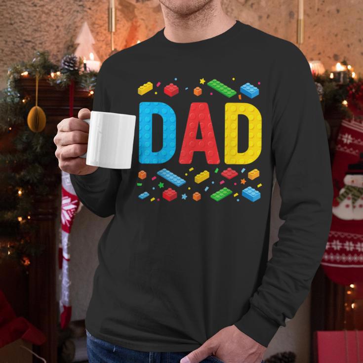Dad Master Builder Building Bricks Blocks Family Fathers Day Men Long Sleeve T-Shirt