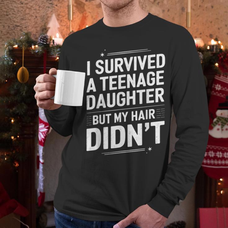 Dad Mom I Survived Teenage Daughter Survivor Men Long Sleeve T-Shirt