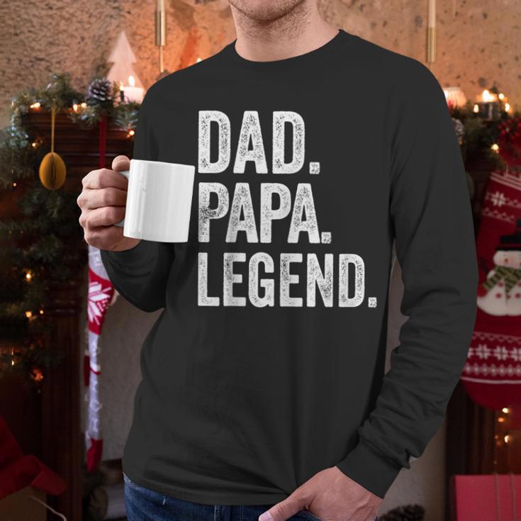 Dad Papa Legend Vintage Distressed Bold Papa Graphic Men Long Sleeve T-Shirt