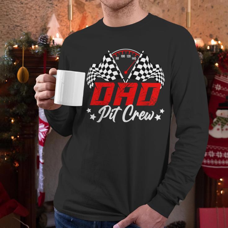 Dad Pit Crew Birthday Party Race Car Lover Racing Family Men Long Sleeve T-Shirt
