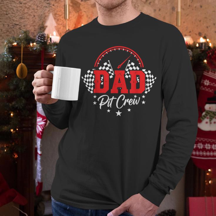 Dad Pit Crew Birthday Party Race Car Racing Family Matching Men Long Sleeve T-Shirt