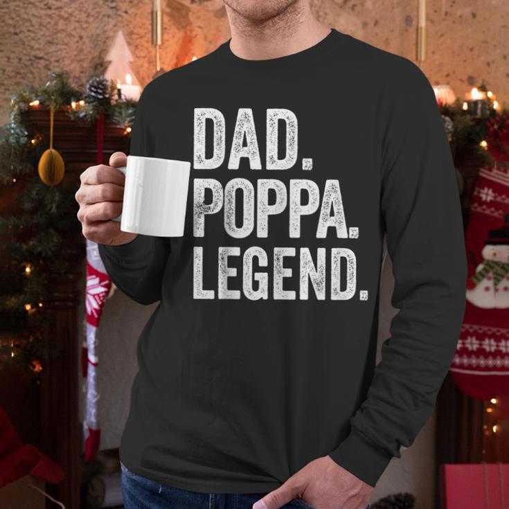 Dad Poppa Legend Vintage Distressed Bold Poppa Graphic Men Long Sleeve T-Shirt