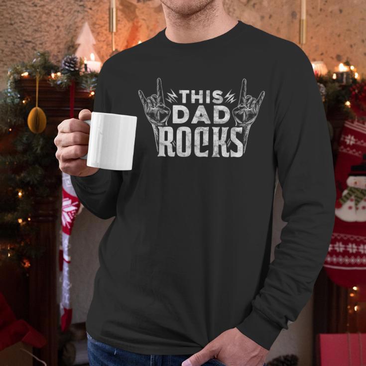 This Dad Rocks Rock n Roll Heavy Metal Fathers Day T-Shirt Men Long Sleeve T-Shirt