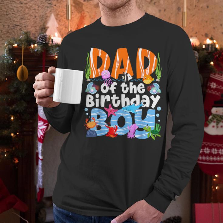 Dad Under Sea Birthday Party Boys Ocean Sea Animals Themed Men Long Sleeve T-Shirt