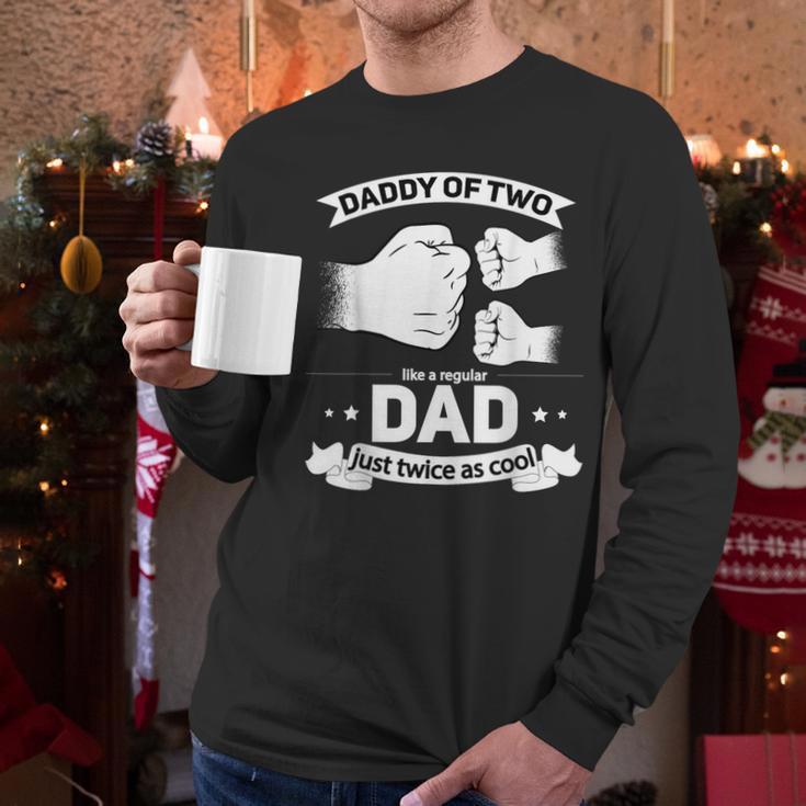 Dad Squared Fathers Day Dad Of Two Cool Daddy Of 2 Men Long Sleeve T-Shirt