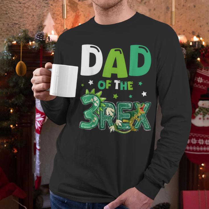 Dad Of The Three Rex Birthday Dinosaur Family Matching Men Long Sleeve T-Shirt