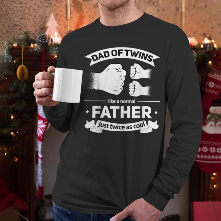 Dad Of Twins 2024 Father Twice As Cool Father's Day Twin Dad Men Long Sleeve T-Shirt