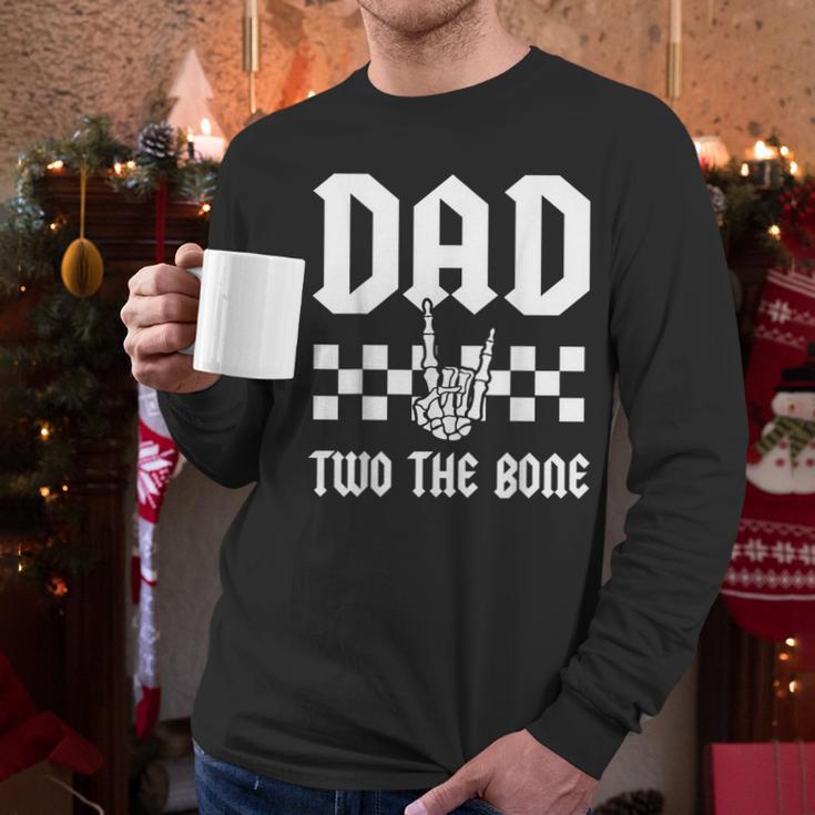 Dad Two The Bone Skeleton Hand 2nd Birthday Boy Girl Men Long Sleeve T-Shirt