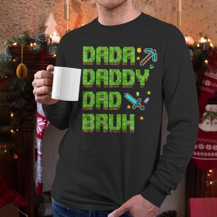 Dada Daddy Dad Bruh Father's Day Game Pixel Men Long Sleeve T-Shirt
