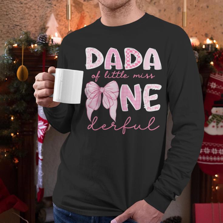Dada Of Little Miss Onederful First Birthday Girl Bow Men Long Sleeve T-Shirt