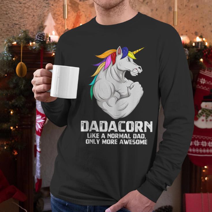 Dadacorn Muscle Dad Unicorn Fathers Day Men Long Sleeve T-Shirt