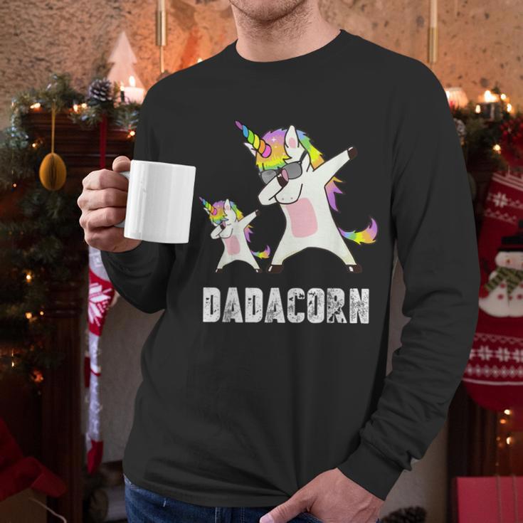 Dadacorn Shirt Unicorn Dad And Baby Best Father Men Long Sleeve T-Shirt
