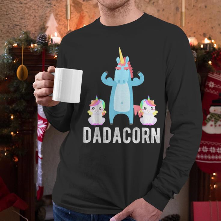 Dadacorn Unicorn Lover Tee For Papa Dad And Kid Men Long Sleeve T-Shirt