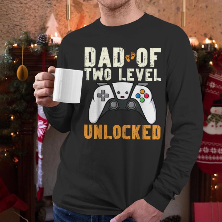 Daddy Again Leveled Up To Dad Of 2 Gamer Dad Level Unlocked Men Long Sleeve T-Shirt Daddy Again Leveled Up To Dad Of 2 Gamer Dad Level Unlocked Men Long Sleeve T-Shirt
