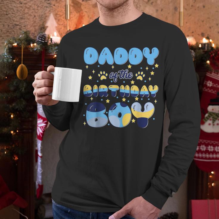 Daddy Of The Bday Boy Blue Dog Theme Party Family Matching Men Long Sleeve T-Shirt