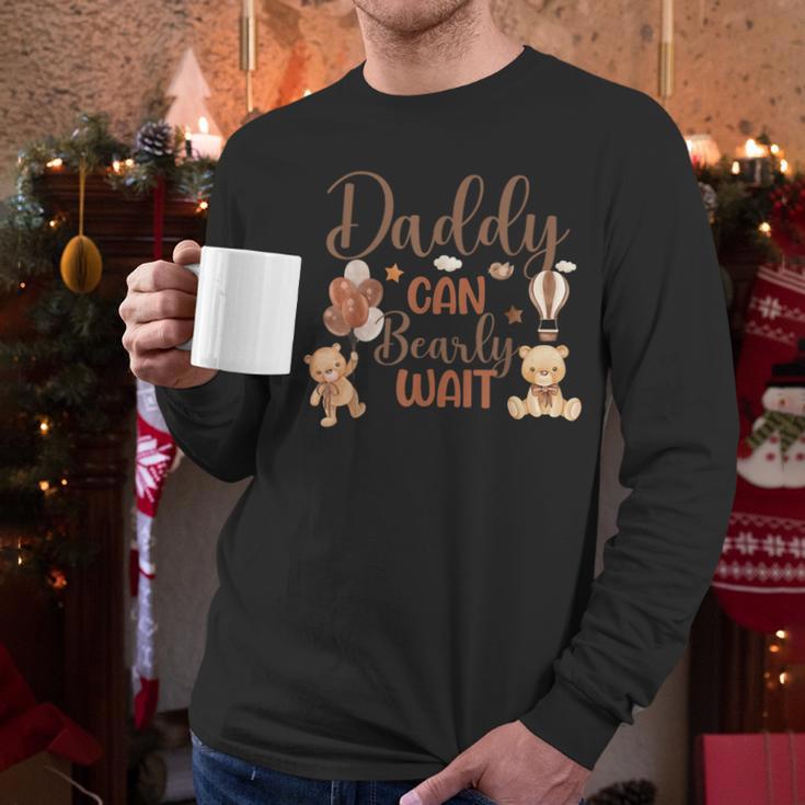 Daddy Can Bearly Wait Bear Gender Neutral Boy Baby Shower Men Long Sleeve T-Shirt