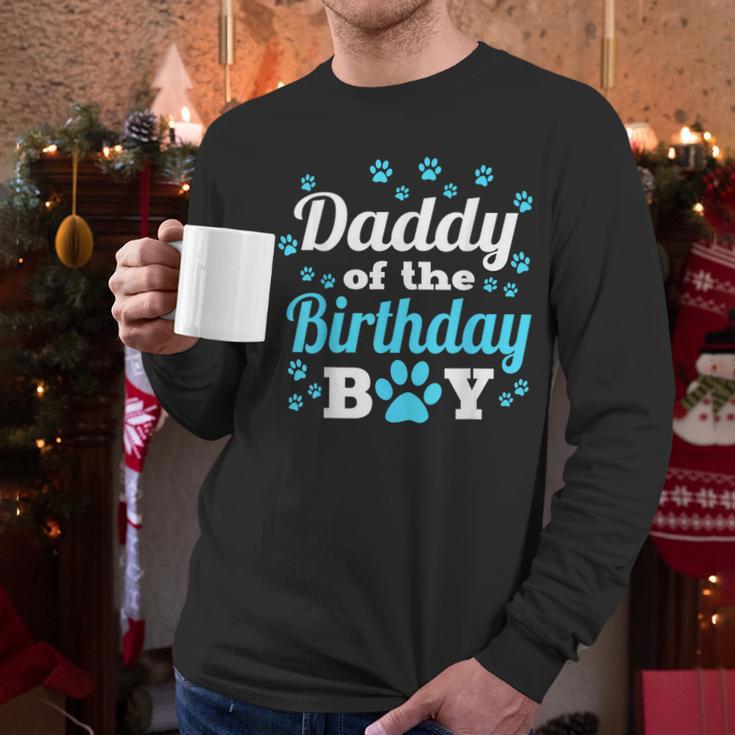 Daddy Of The Birthday Boy Dog Paw Bday Party Celebration Small Men Long Sleeve T-Shirt