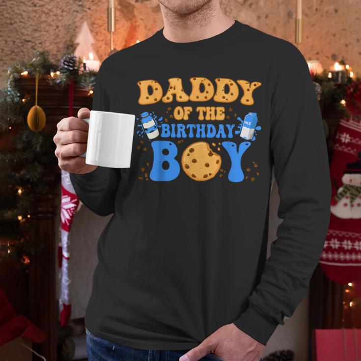 Daddy Of The Birthday Boy Milk And Cookies Lover Men Long Sleeve T-Shirt