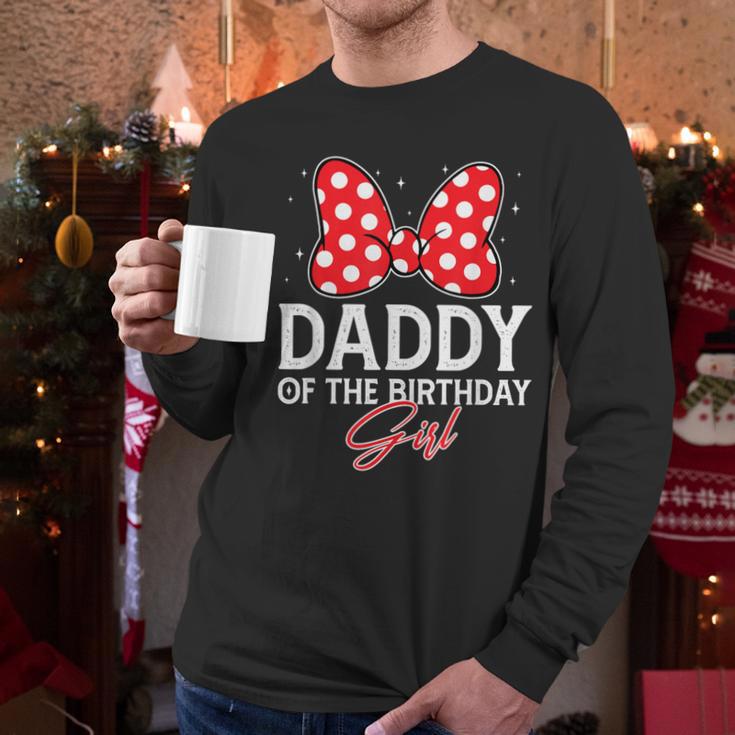 Daddy Of The Birthday Girl Cute Pink Bow Family Matching Men Long Sleeve T-Shirt