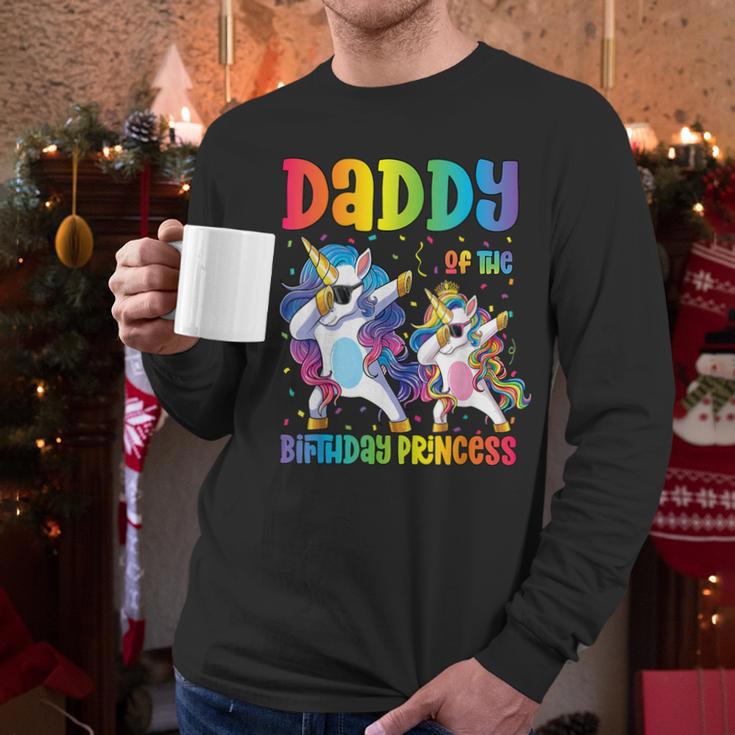 Daddy Of The Birthday Girl Dabbing Princess Unicorn Dad Men Long Sleeve T-Shirt