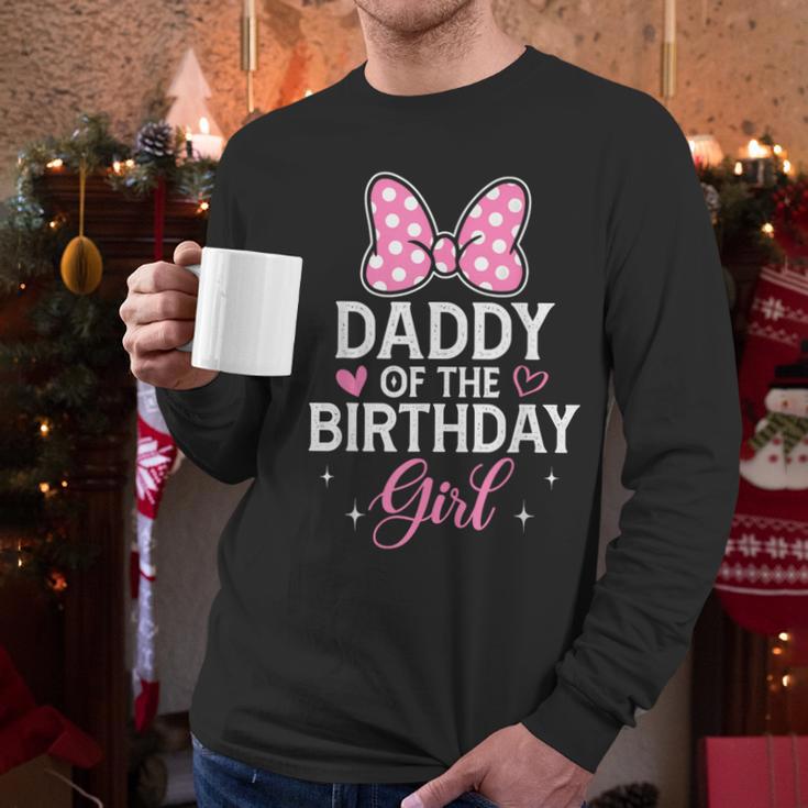Daddy Of The Birthday Girl Pink Bow Birthday Family Matching Men Long Sleeve T-Shirt