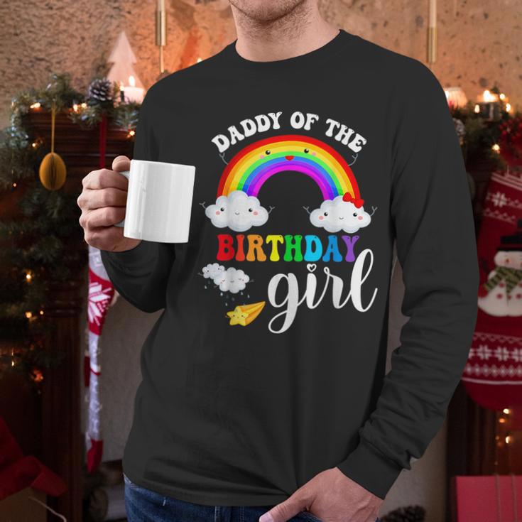 Daddy Of The Birthday Girl Rainbow B-Day Matching Family Men Long Sleeve T-Shirt