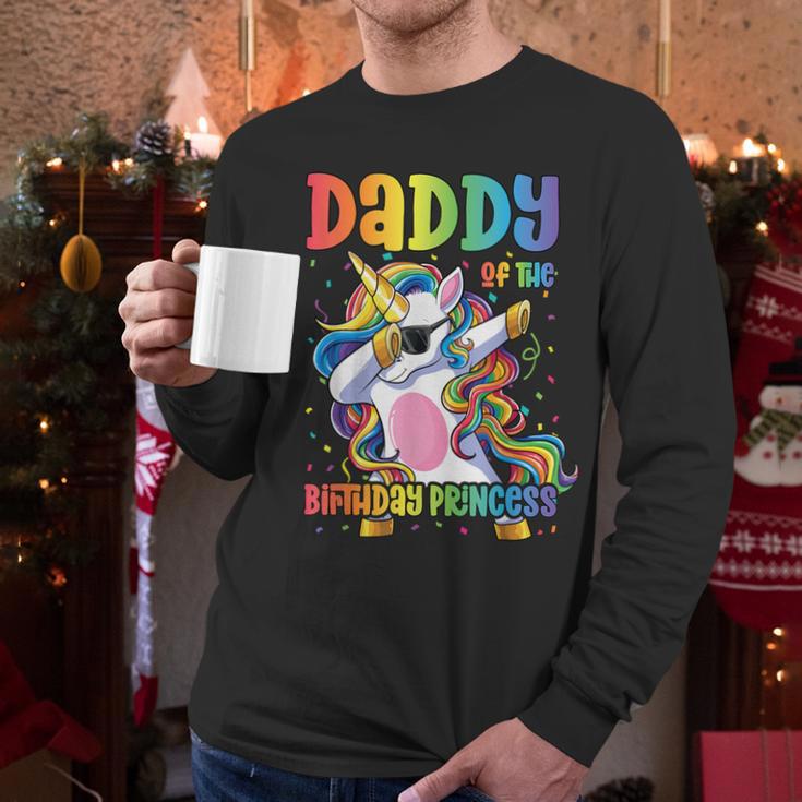 Daddy Of The Birthday Princess Girl Dabbing Unicorn Dad Men Long Sleeve T-Shirt