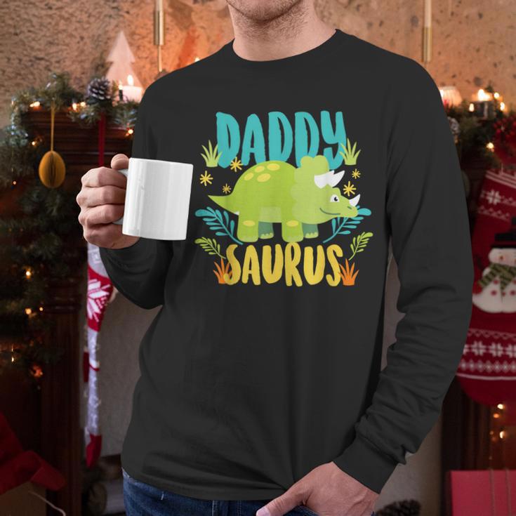Daddy Dad Saurus Rex Dinosaur Dino For Father Men Long Sleeve T-Shirt