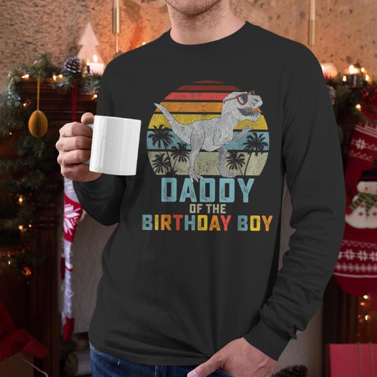 Daddy Dinosaur Of The Birthday Boy Dad Matching Family Men Long Sleeve T-Shirt