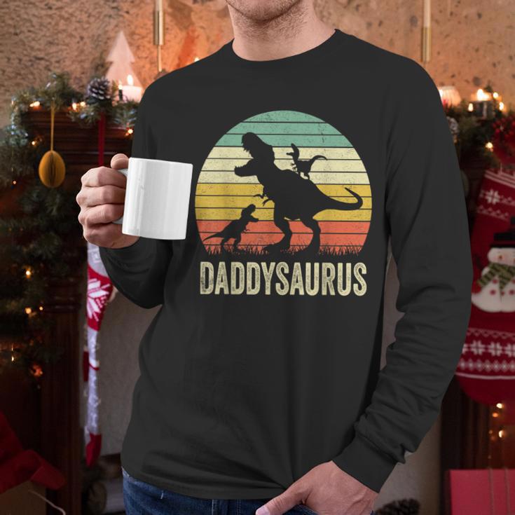 Daddy Dinosaur Daddysaurus 2 Kids For Dad Men Long Sleeve T-Shirt